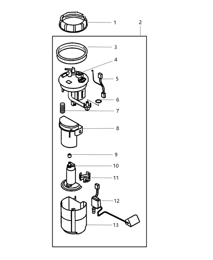 2005 Chrysler Sebring Fuel Gas Pump Assembly Diagram for 1760A049