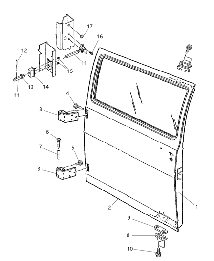 1997 Dodge Ram Wagon Door-Rear Cargo Door Repair Diagram for 55346443AB