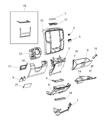 2017 Ram 3500 Bezel-Instrument Panel Diagram for 5YR88LS4AA