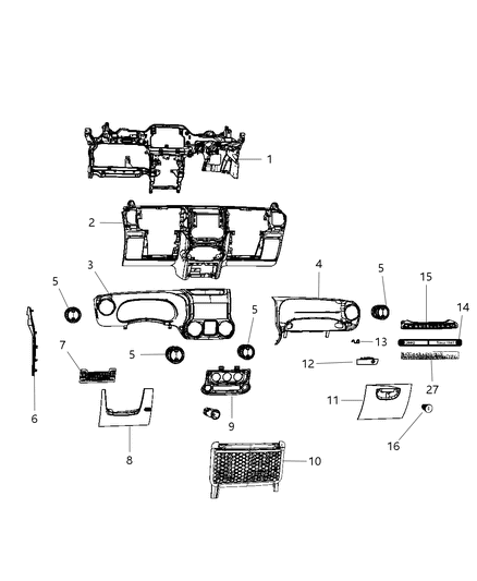 2016 Jeep Wrangler None-Instrument Panel Diagram for 5XT92VT9AA