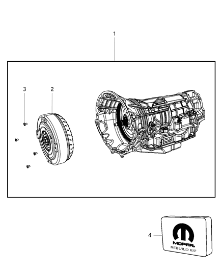 2008 Jeep Wrangler Trans Pkg-With Torque Converter Diagram for R8009462AA