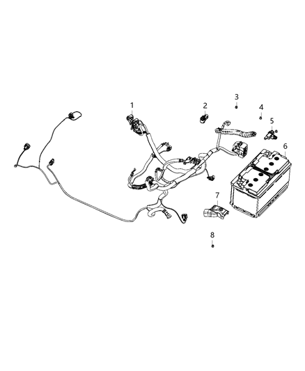 BATTERY ALTERNATOR AND ST Diagram for 68430580AD