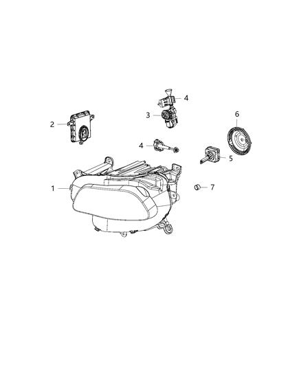 2015 Jeep Cherokee Lamps, Front Headlamp Diagram 2