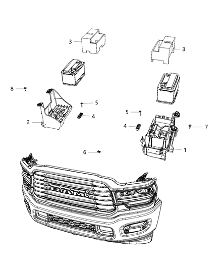 2020 Ram 3500 Tray And Support, Battery Diagram