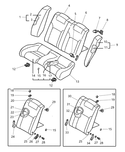 2004 Chrysler Sebring Rear Seat Cushion Cover Diagram for MN121012YB