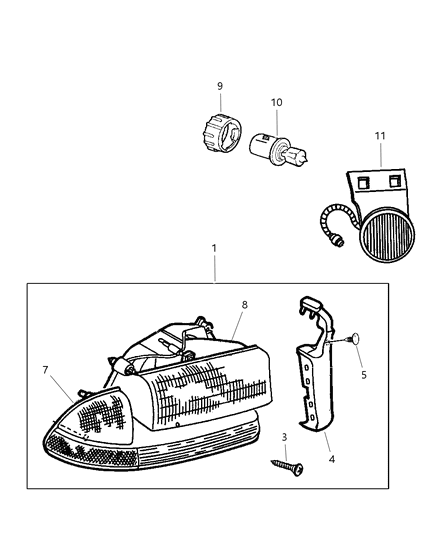 2003 Dodge Durango Lamps - Front End Diagram