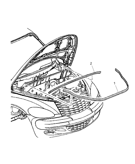 2004 Chrysler PT Cruiser WEATHERSTRIP-Hood To Radiator Diagram for 4724930AC