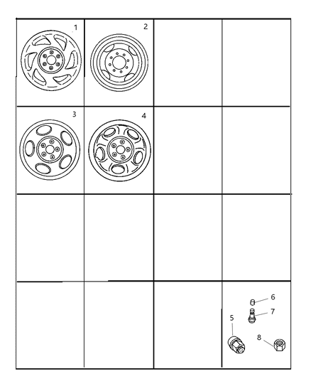 1999 Dodge Ram Wagon Steel Wheel Diagram for 52057939AC