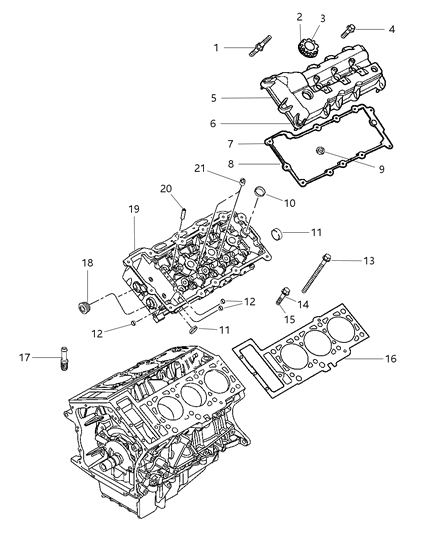 2007 Dodge Magnum Cylinder Head & Covers And Mounting Diagram 1