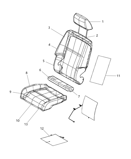 2009 Dodge Journey Front Seat Cushion Cover Diagram for 1LR201K7AA