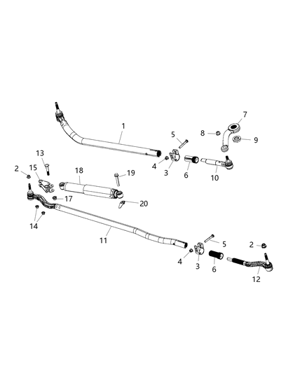 2018 Jeep Wrangler Socket-Drag Link Outer Diagram for 68258760AB