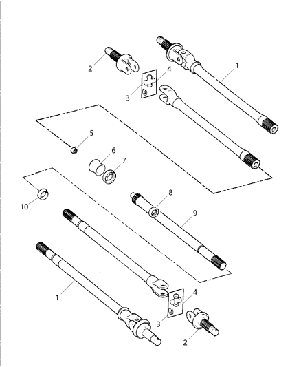 1998 Dodge Ram 3500 Quad & Club Cab Front Axle Shafts Diagram