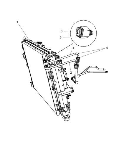 2008 Chrysler Sebring Transmission Oil Cooler & Lines Diagram