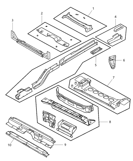 2004 Chrysler Sebring Sedan & Convertible Frame Rear Diagram 1