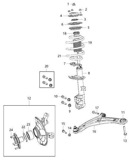 2013 Jeep Patriot Suspension - Front Diagram