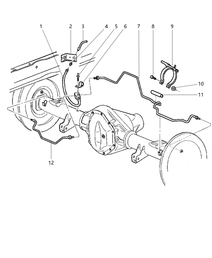 1999 Dodge Ram 3500 Quad & Club Cab Lines & Hoses, Brake, Rear Diagram