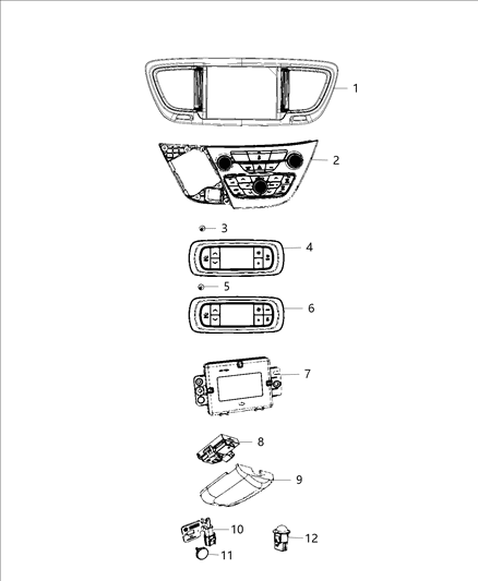 2018 Chrysler Pacifica A/C And Heater Controls And Related Parts Diagram