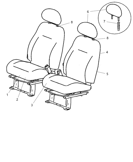 2005 Chrysler PT Cruiser Seat Back-Front Diagram for ZT241DVAA