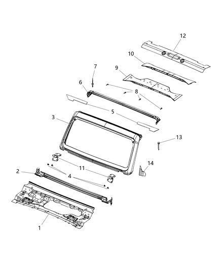 2019 Jeep Wrangler Panel-Windshield Frame Diagram for 68280994AB