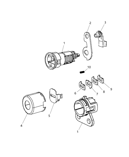2010 Dodge Nitro Lever-Door Lock Cylinder Diagram for 68003877AB