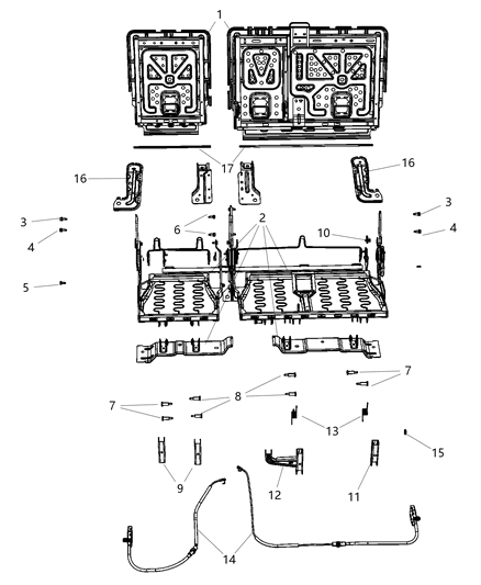 2011 Jeep Grand Cherokee Frame-Seat Cushion Diagram for 68085350AA