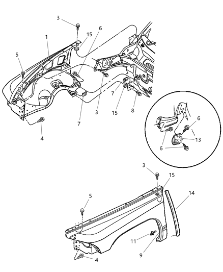 2003 Dodge Dakota Fender Front Diagram