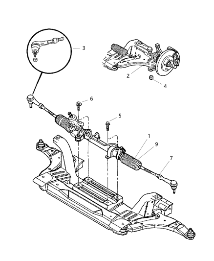 2005 Chrysler PT Cruiser Rack And Pinion Gear Remanufactured Diagram for R5085520AB