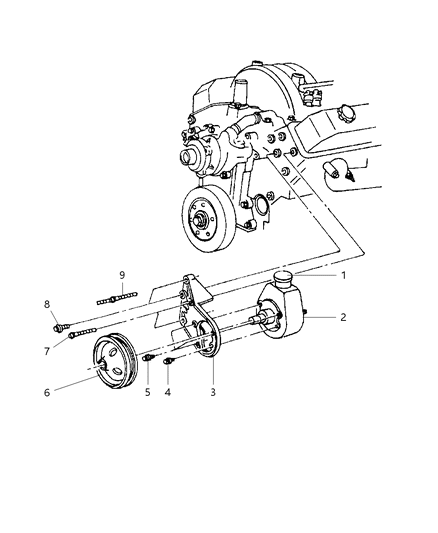 1998 Dodge Durango Power Steering Pump & Mounting Diagram