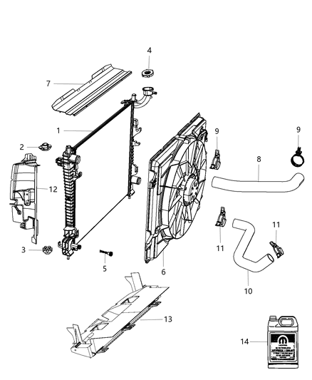 2013 Jeep Grand Cherokee Radiator & Related Parts Diagram 2