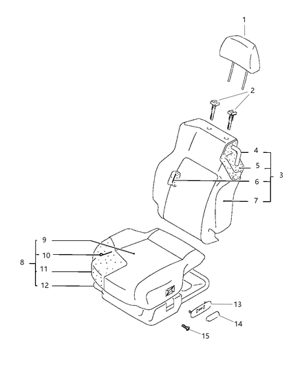 1998 Dodge Avenger Front Seats And Attaching Parts - Left Diagram