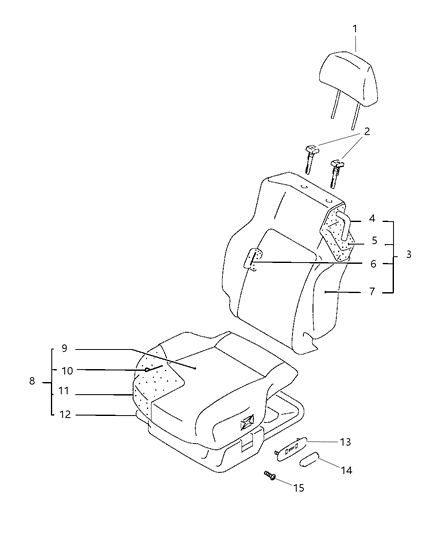 1998 Chrysler Sebring Coupe Front Seats And Attaching Parts - Left Diagram