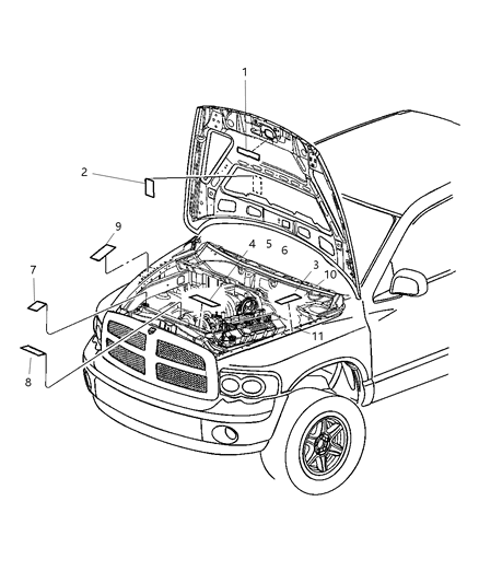 2006 Dodge Ram 1500 Label-Fire-EXTINGUISHER Warning Diagram for 5056223AA