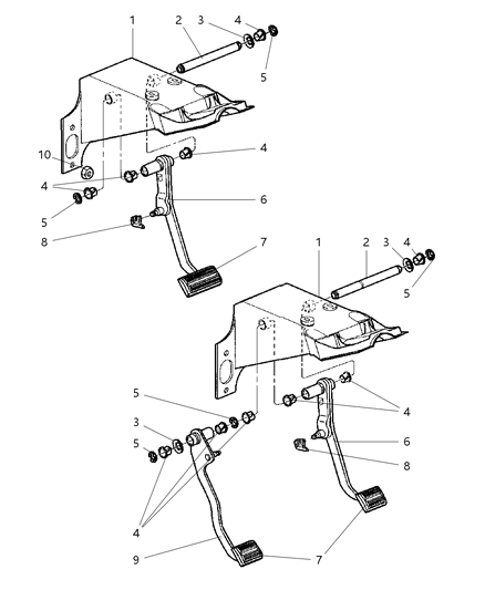 2007 Dodge Dakota Pedals - Brake & Clutch Diagram