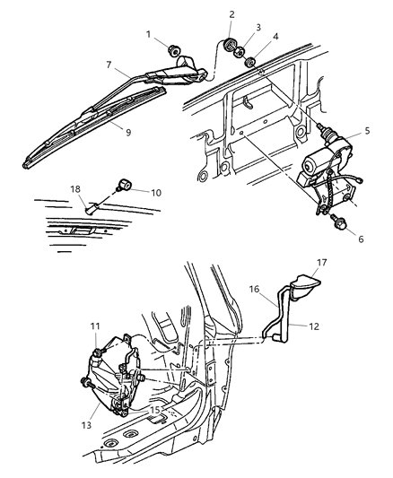 1999 Dodge Durango Rear Window Wiper & Washer Diagram