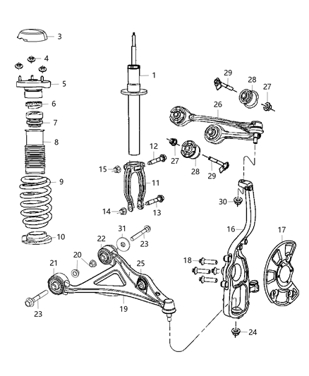 2020 Dodge Charger Suspension - Front, Springs, Shocks, Control Arms Diagram 1