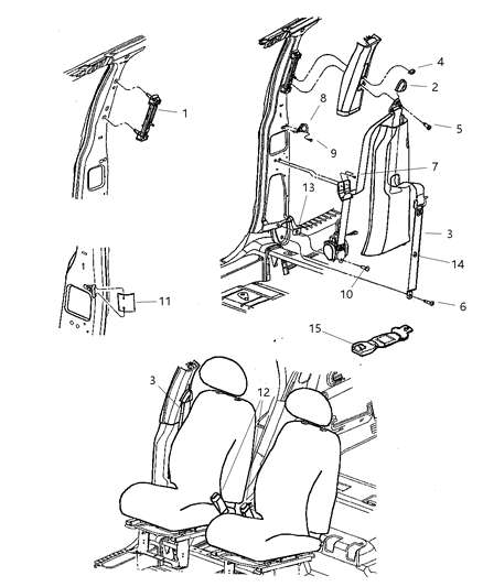 2005 Chrysler PT Cruiser Seat Belt - Front Diagram 1