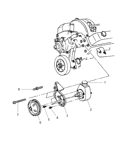 2000 Dodge Dakota Pump - Mounting & Pulley Diagram 2