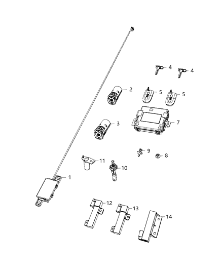 2019 Jeep Grand Cherokee Key Fob-Integrated Key Fob Diagram for 68240167AA
