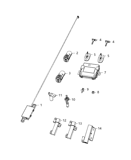 2019 Jeep Grand Cherokee Switch-KEYLESS Ignition Node Diagram for 68299963AB