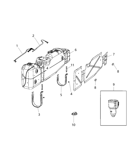 2019 Ram 3500 Cab Chassis(<10K lb.) Fuel Tank And Related Parts Diagram