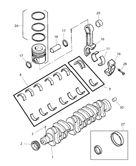 1998 Dodge Ram 3500 Crankshaft , Piston & Torque Converter Diagram 2