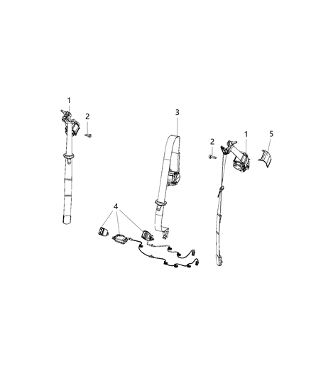 2019 Jeep Cherokee Rear Seat Buckle Right Diagram for 6BC221L1AA