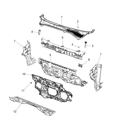 2017 Ram ProMaster City Cowl, Dash Panel & Related Parts Diagram