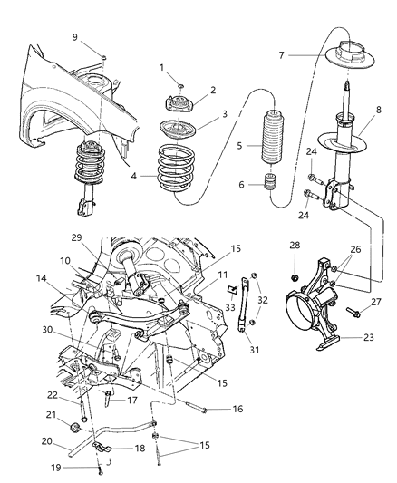 2005 Dodge Neon STRUT-Front Suspension Diagram for 5290739AB