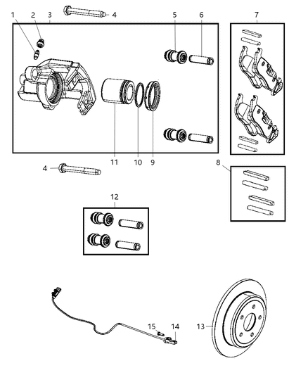 2009 Jeep Grand Cherokee Brakes, Rear, Disc Diagram 2