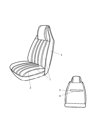 2002 Dodge Ram Van Front Seat Cushion Cover Diagram for XA631DVAA