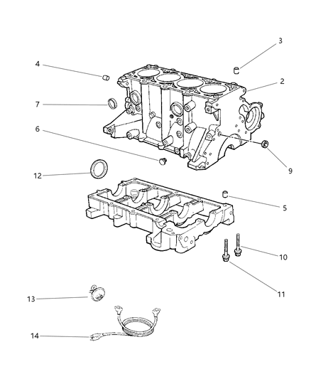 2001 Chrysler PT Cruiser Engine-Long Block Diagram for R3424811AA