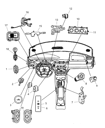 2005 Chrysler Sebring Air Conditioner And Heater Control Diagram for 4596277AB