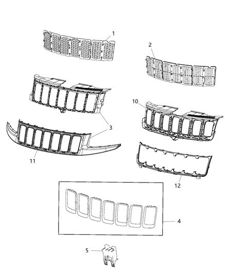 2016 Jeep Grand Cherokee Grille-Texture Diagram for 68258421AA