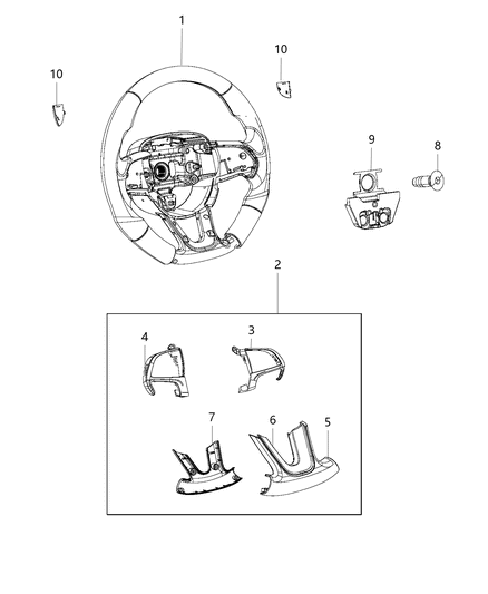 2019 Jeep Grand Cherokee Bezel-Steering Wheel Diagram for 6RN53TASAA